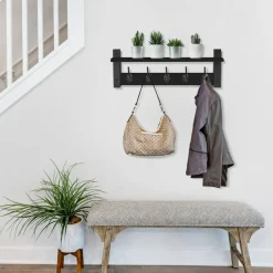 Sorbus Floating Wall Shelf with Hooks for Entryway, Bathroom, Bedroom, Kitchen, or Mudroom