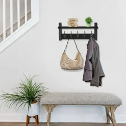 Sorbus Floating Wall Shelf with Hooks for Entryway, Bathroom, Bedroom, Kitchen, or Mudroom