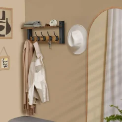 Sorbus Floating Wall Shelf with Hooks for Entryway, Bathroom, Bedroom, Kitchen, or Mudroom