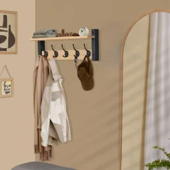 Sorbus Floating Wall Shelf with Hooks for Entryway, Bathroom, Bedroom, Kitchen, or Mudroom