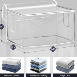 Sorbus Foldable Large Clear Plastic Bags with Zipper & Carry Handles