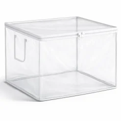 Sorbus Foldable Large Clear Plastic Bags with Zipper & Carry Handles
