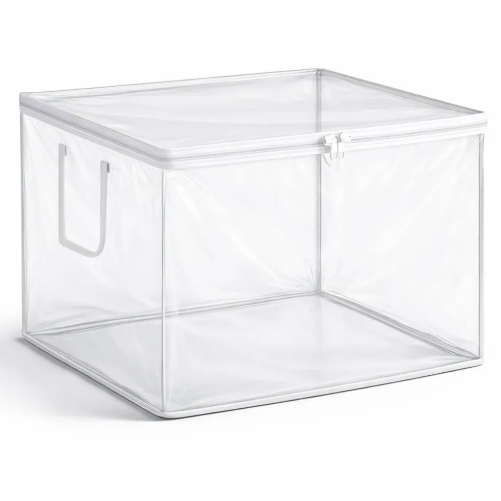 Sorbus Foldable Large Clear Plastic Bags with Zipper & Carry Handles