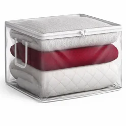Sorbus Foldable Large Clear Plastic Bags with Zipper & Carry Handles