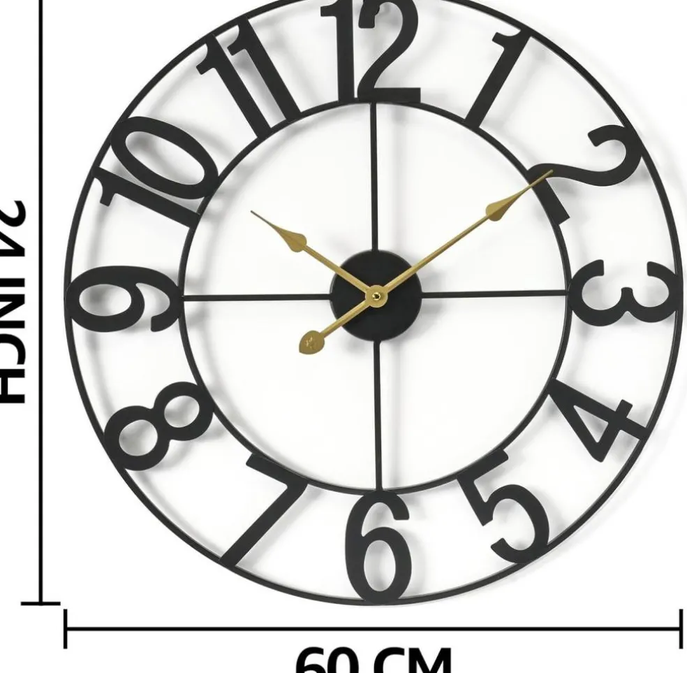 Sorbus Large Wall Clock - 24-inch Decorative Numeral Wall Clock - Battery Operated Analog - Living Room and Kitchen Décor
