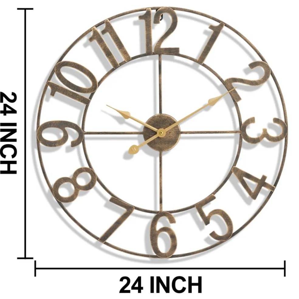 Sorbus Large Wall Clock - 24-inch Decorative Numeral Wall Clock - Battery Operated Analog - Living Room and Kitchen Décor