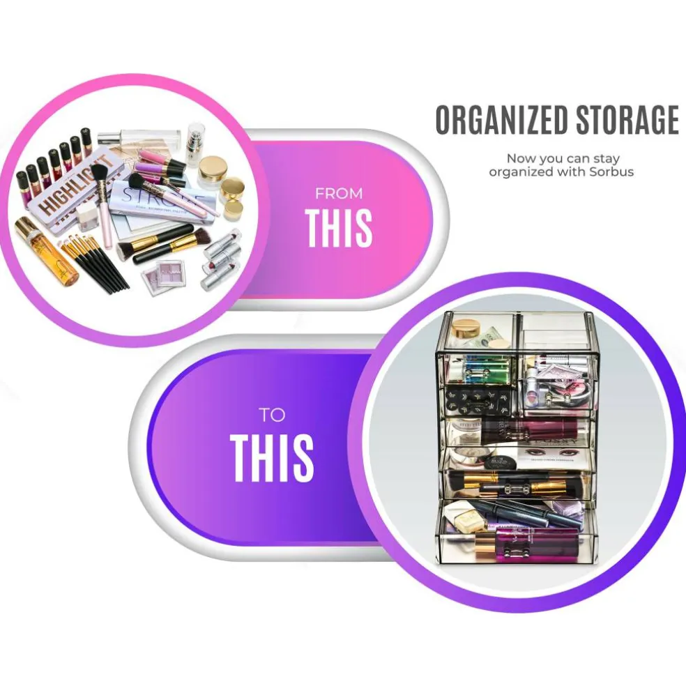 Sorbus Makeup & Jewelry Storage Case with 3 Large & 4 Small Drawers