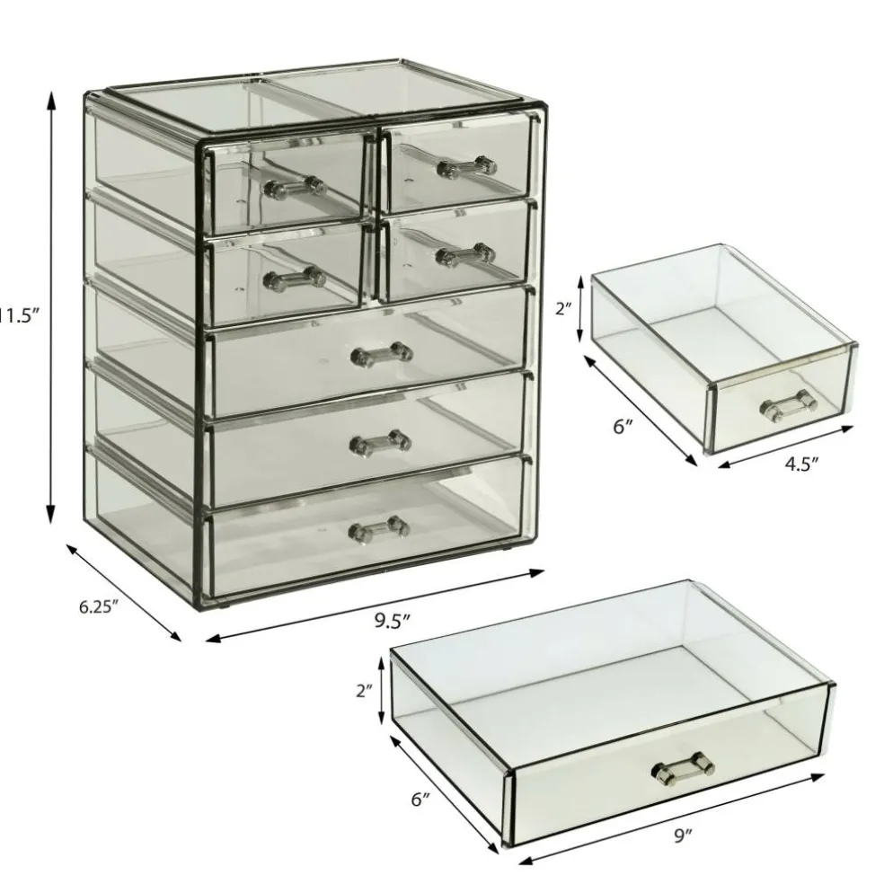 Sorbus Makeup & Jewelry Storage Case with 3 Large & 4 Small Drawers