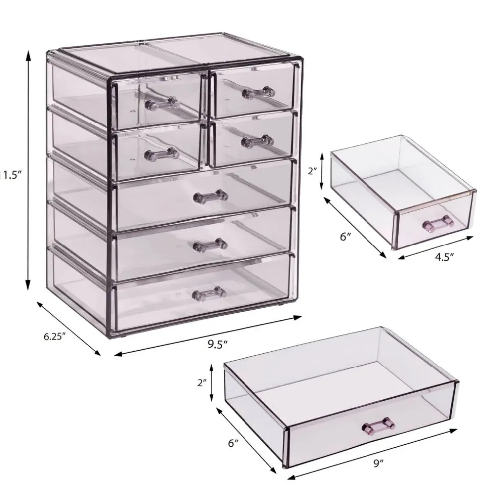 Sorbus Makeup & Jewelry Storage Case with 3 Large & 4 Small Drawers