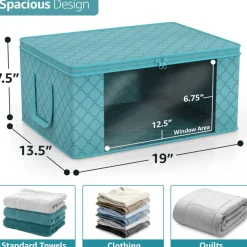 Sorbus Medium Clothes Storage Bags 6 Pack - Foldable Blanket Organizer Bins with Window, Lids, and Handles