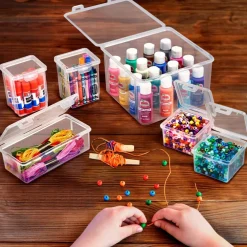 Sorbus 6-Piece Hardware Storage Container Set with Built in Lids - Stackable Organizational Tool Storage - Screws, Bolts, Nails and More