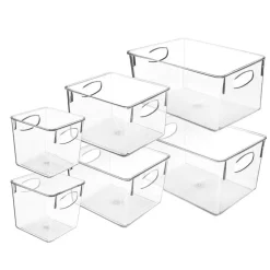 Sorbus Small, Medium & Large Clear 6 Bin Set