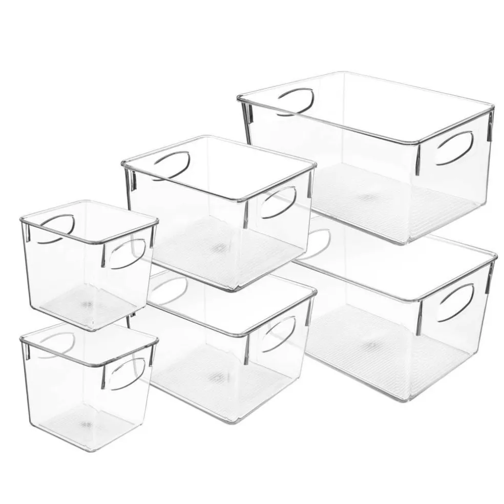 Sorbus Small, Medium & Large Clear 6 Bin Set