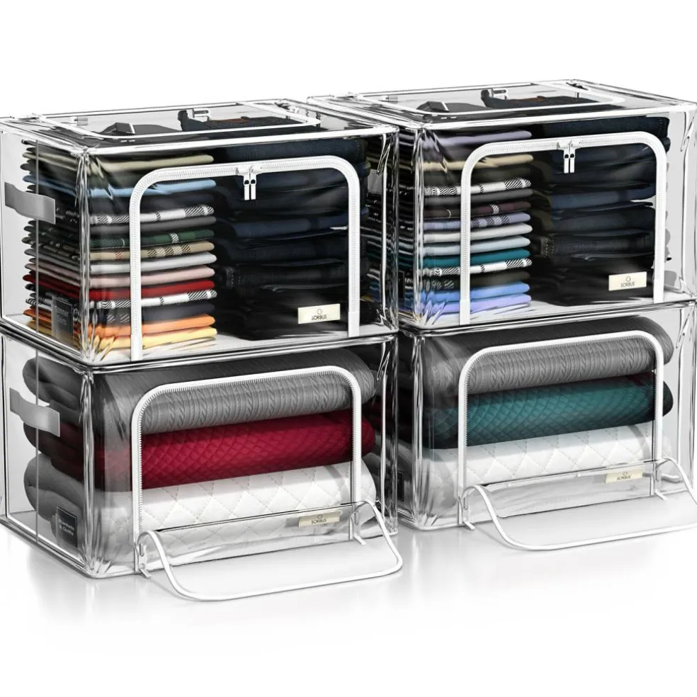 Sorbus Stackable & Foldable Clear Plastic Storage Bags