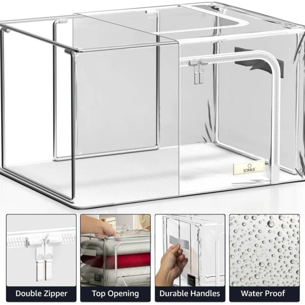 Sorbus Stackable & Foldable Clear Plastic Storage Bags