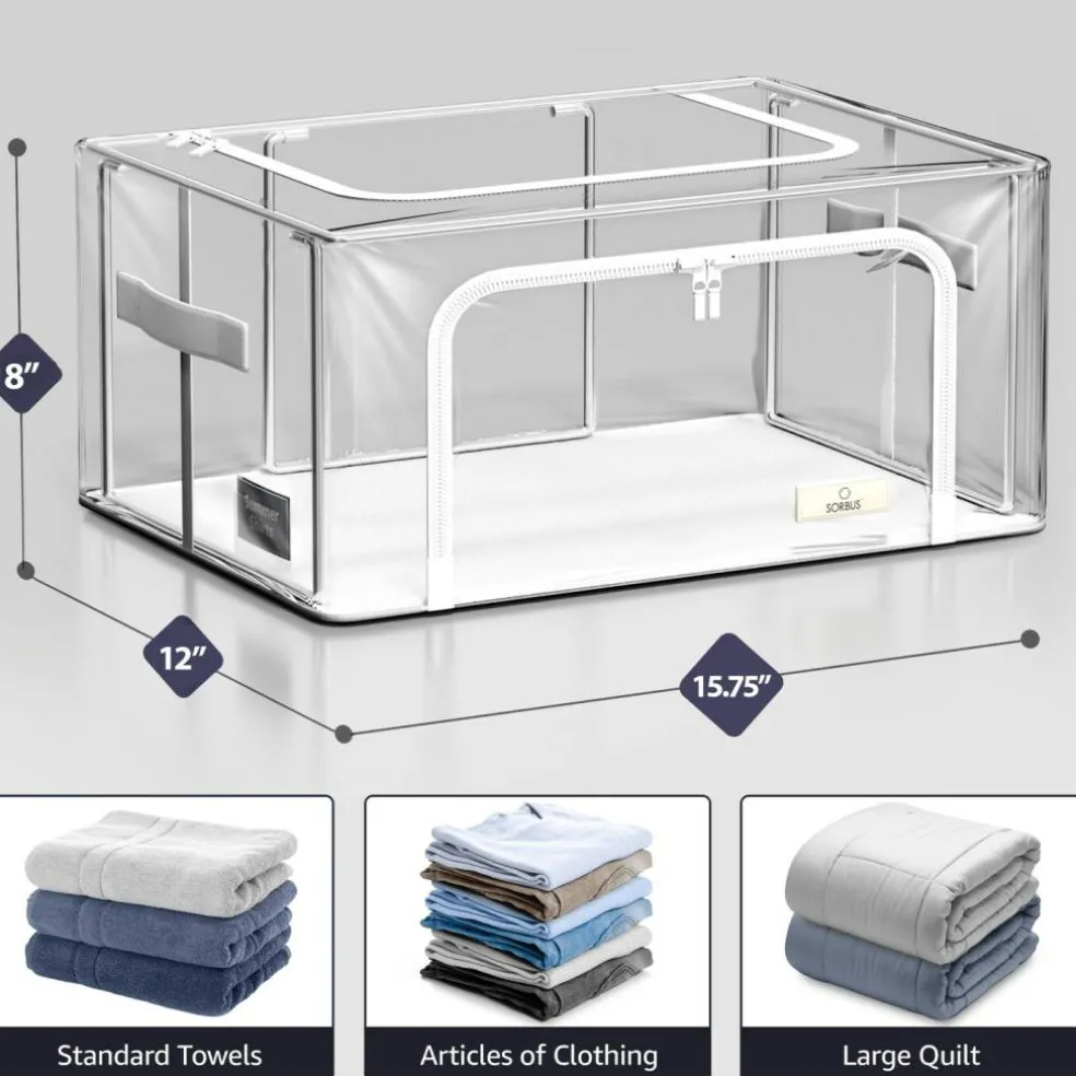 Sorbus Stackable & Foldable Clear Plastic Storage Bags