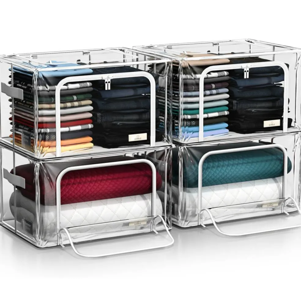 Sorbus Stackable & Foldable Clear Plastic Storage Bags