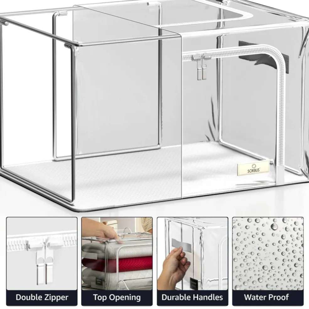 Sorbus Stackable & Foldable Clear Plastic Storage Bags