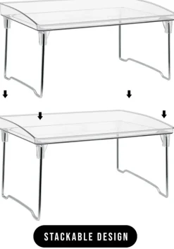 Sorbus Stackable Shelves for Cabinets & Countertop - Storage Shelf Organizer Stand Racks- Foldable Shelves for Undersink, Kitchen Cabinets, Pantry, Countertops, Clear Plastic/Metal