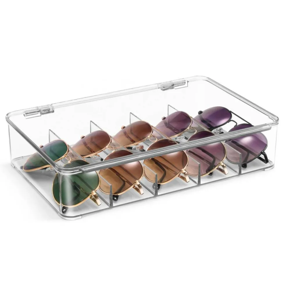 Sorbus Sunglasses Organizer - Plastic Stackable Eyeglass Storage and Display Case for Multiple Glasses with Lid (1 Pack)