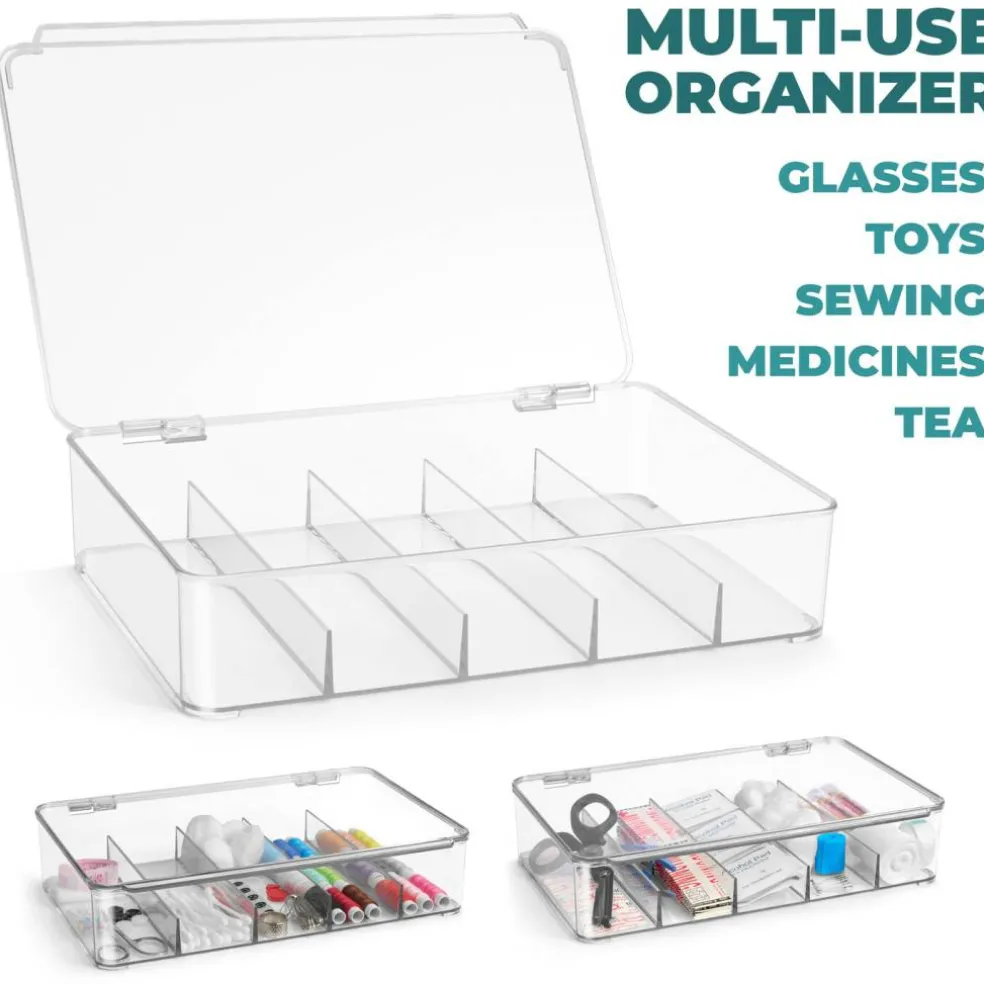 Sorbus Sunglasses Organizer - Plastic Stackable Eyeglass Storage and Display Case for Multiple Glasses with Lid (1 Pack)