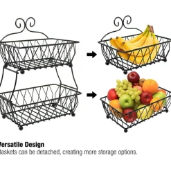 Sorbus 16" 2-Tier Wire Basket Stand