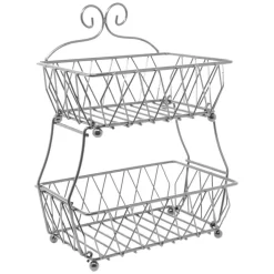 Sorbus 16" 2-Tier Wire Basket Stand