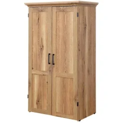 Space-Saving Armoire with Drop Leaf Desk and Adjustable Shelves for Home Office or Crafting
