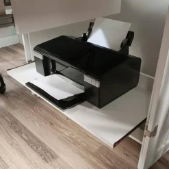 Space-Saving Armoire with Drop Leaf Desk and Adjustable Shelves for Home Office or Crafting