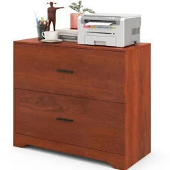 Space Saving Engineered Wood File Cabinet with 2 Drawers Large Storage Capacity for Office or Home Use