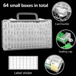 Sparkly Selections Clear Diamond Painting Storage Container with 64 Bottles