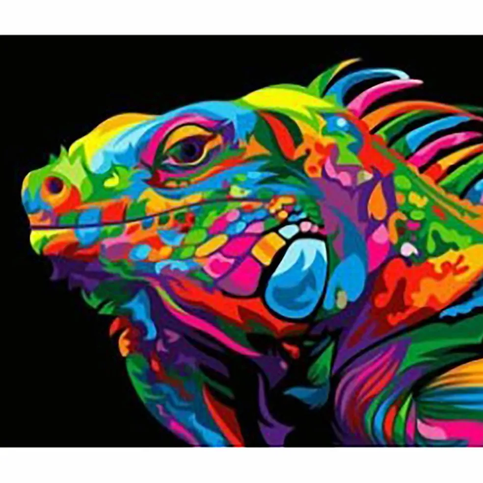 Sparkly Selections Colorful Iguana Diamond Painting Kit, Round Diamonds