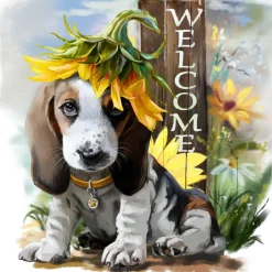 Sparkly Selections Welcome Puppy Diamond Painting Kit, Round Diamonds