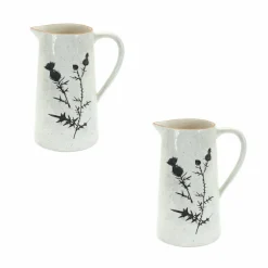 10" Speckled Rustic Thistle Etched Pitcher Vases, 2ct.