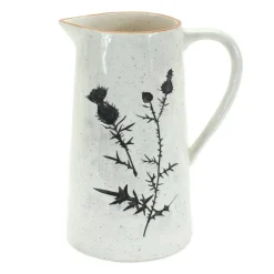 10" Speckled Rustic Thistle Etched Pitcher Vases, 2ct.