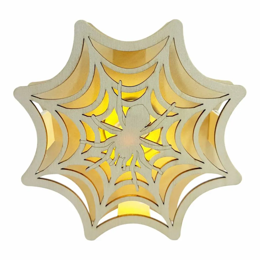 7" Spider in Web DIY LED Wood Décor by Make Market®