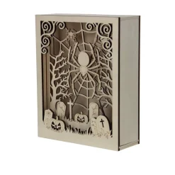 8.75" Spider's Web Shadow Box DIY LED Wood Décor by Make Market®