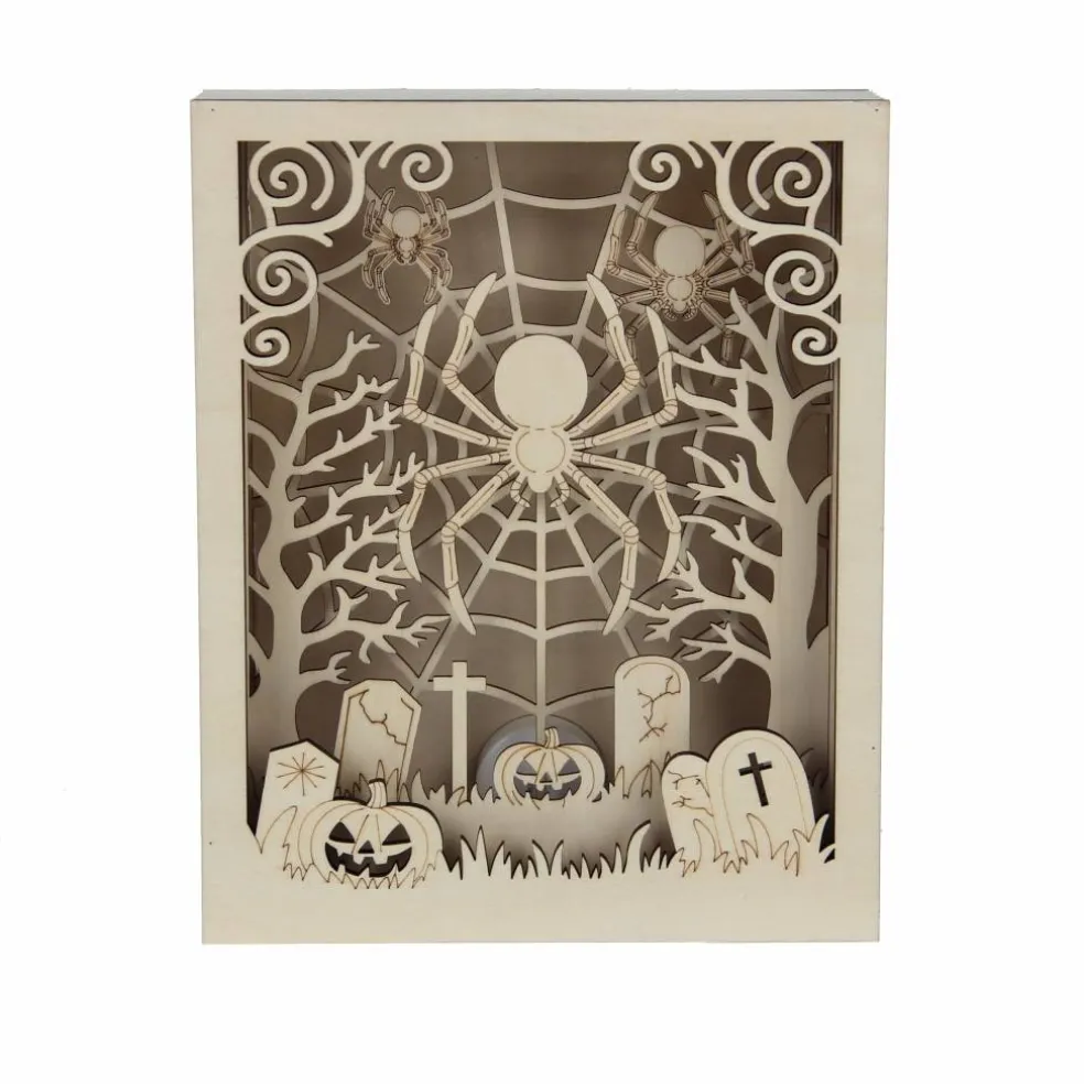 8.75" Spider's Web Shadow Box DIY LED Wood Décor by Make Market®
