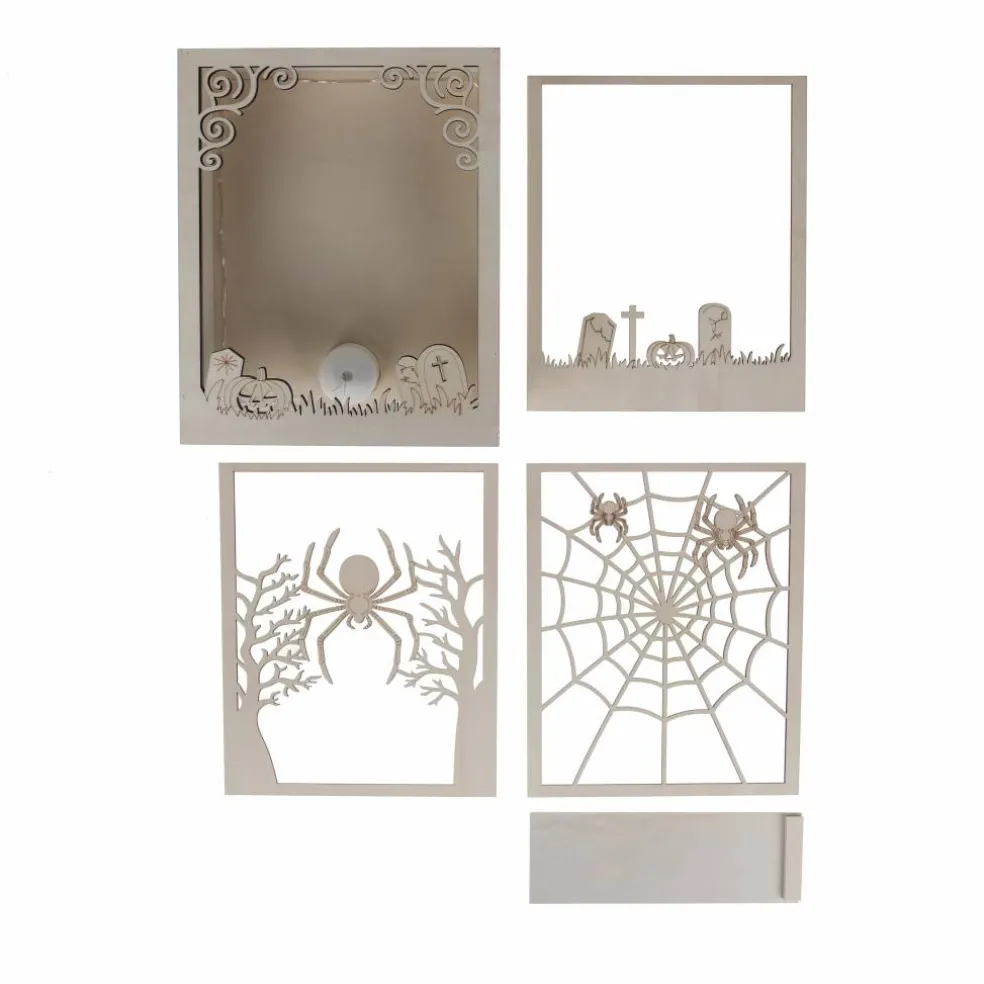 8.75" Spider's Web Shadow Box DIY LED Wood Décor by Make Market®