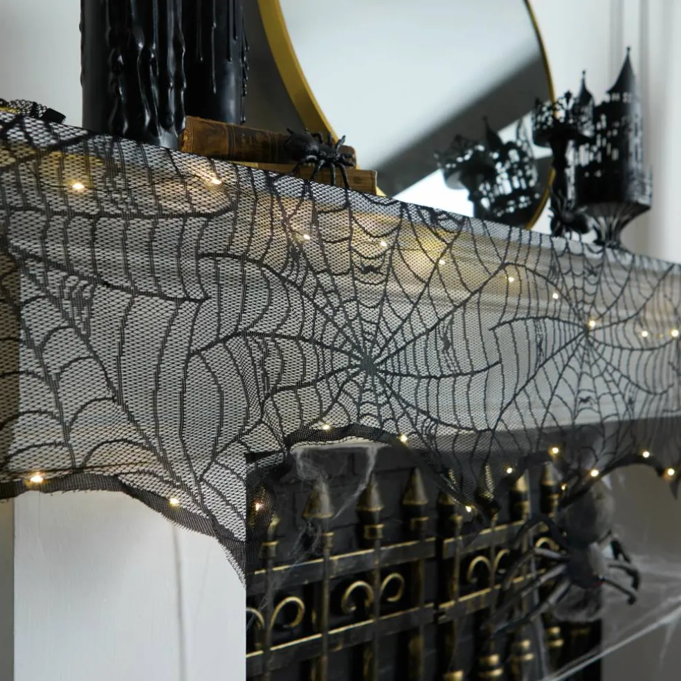 96" Spiderweb LED Lighted Mantel Scarf by Ashland®