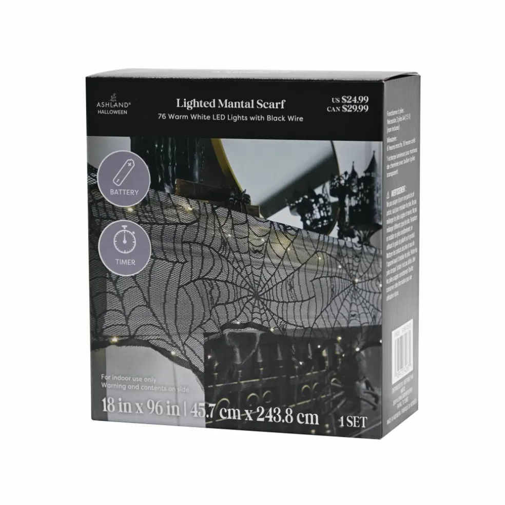 96" Spiderweb LED Lighted Mantel Scarf by Ashland®