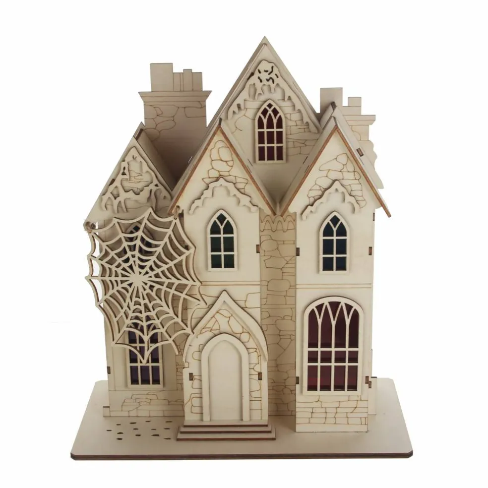11.75" Spiderweb Villa DIY LED Wood Décor by Make Market®