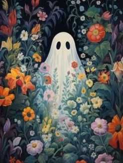 Spooky Halloween Ghost Diamond Painting Kit for Adults 12x16 Inch, DIY Gem Art Craft Set, Halloween Diamond Art Kit for Wall Decor, Stress Relief Craft Gift