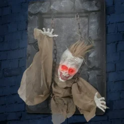 Spooky Hanging Zombie Prisoner Decor for Halloween with Creepy Sounds and Moving Features