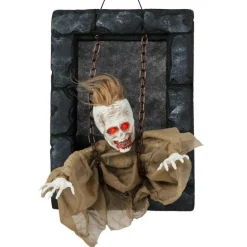 Spooky Hanging Zombie Prisoner Decor for Halloween with Creepy Sounds and Moving Features