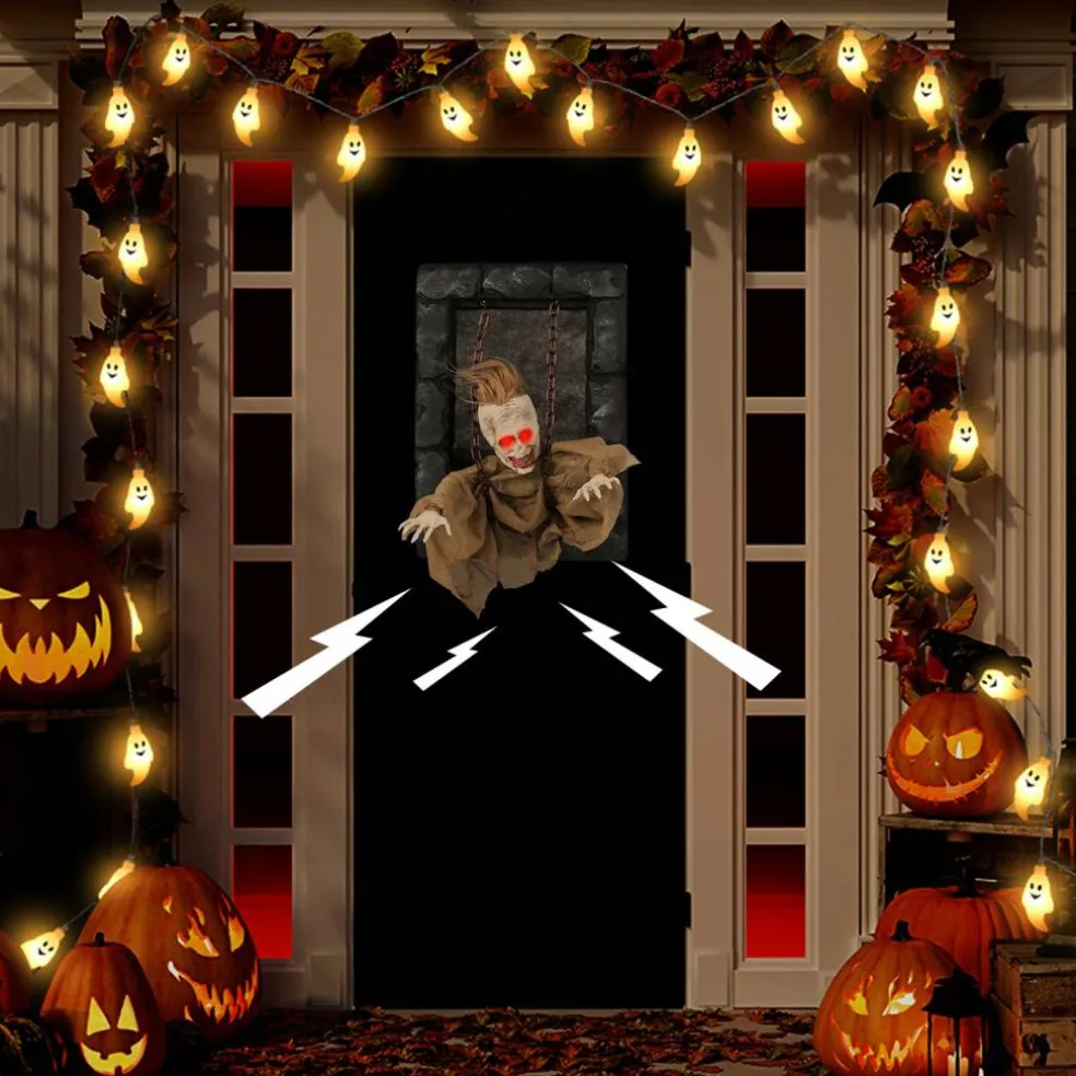 Spooky Hanging Zombie Prisoner Decor for Halloween with Creepy Sounds and Moving Features