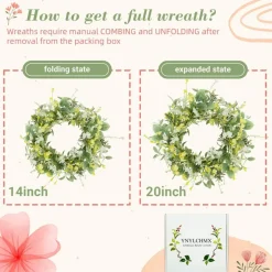20" Spring Summer Wreath for Front Door, Yellow White Daisy Decor