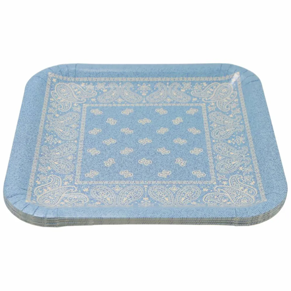 9" Square Blue Bandana Dinner Plates, 10ct. by Celebrate It™