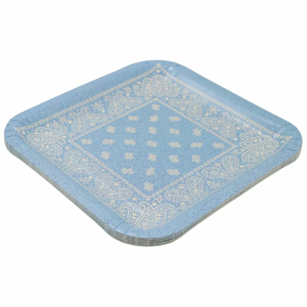 9" Square Blue Bandana Dinner Plates, 10ct. by Celebrate It™