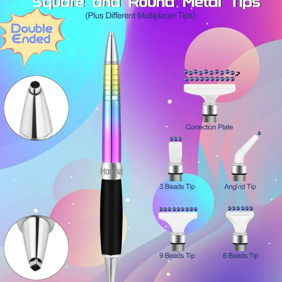Square Diamond Painting Pen Set with Metal Tips, Round & Square Drill Heads & Multiplacer Tips